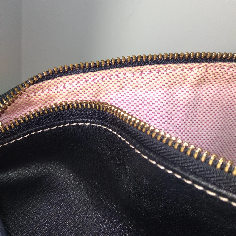 DOONEY & BOURKE DILLEN Black Pebbled Leather Large Hobo Bag